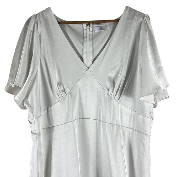 Lulus Eternal Bond White Satin Ruffled Flutter Sleeve Maxi Dress - Picture 4 of 6